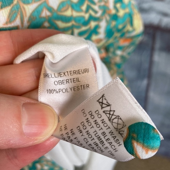 Adrianna Papell Dress Floral Leaf Chiffon Pleated Fit & Flare Midi Feminine - Picture 14 of 16